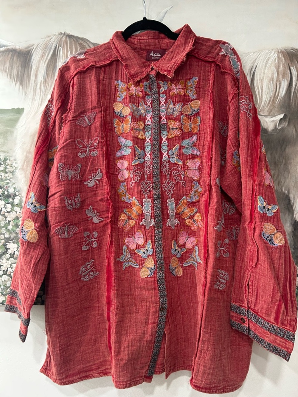Avani del amour Embroidered Butterfly Shirt
